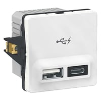 LK FUGA? Stikkontakt med USB A+C, 2,4A, 1 modul - hvid