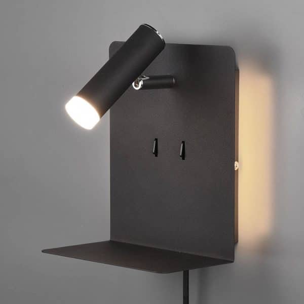 Element LED-væglampe med hylde, mat sort