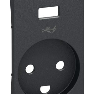 LK FUGA afdækning til stikkontakt med jord og 5V USB-lader 1½ modul, koksgrå