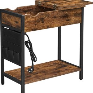 Sengebord - natbord med strømstik - rustik brun sidebord - Borde > Sideborde - Daily-Living