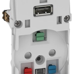 LK FUGA stikkontakt med jord og 5V USB-lader 1½ modul 13A, uden afdækning