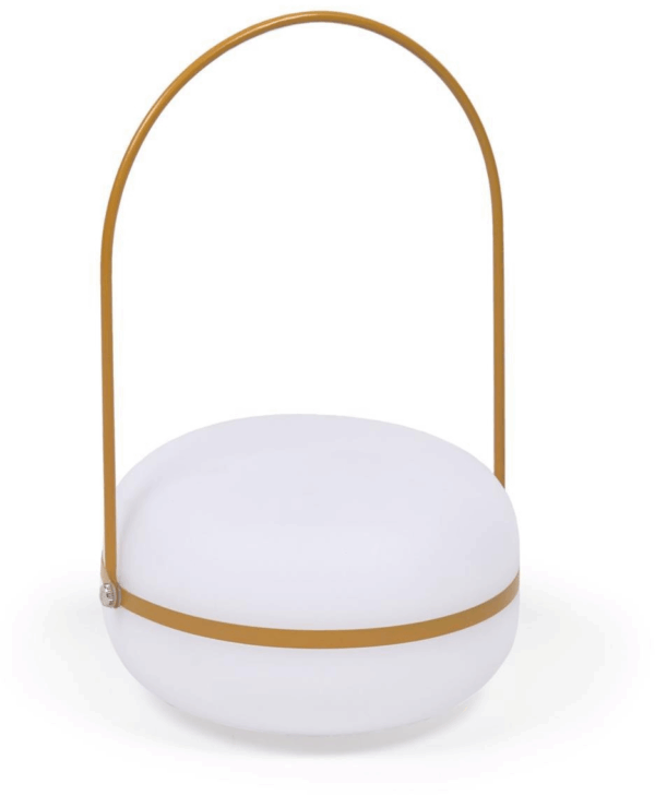 Bordlampe Kave Home Tea - LED-portabel lampe med 3 lysniveauer, USB-genopladelig, sennepsgul