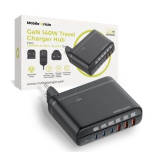 Mobile Origin GaN 140W Travel Charger Hub PW12 EU/UK/US 3x USB-C + 3x USB-A