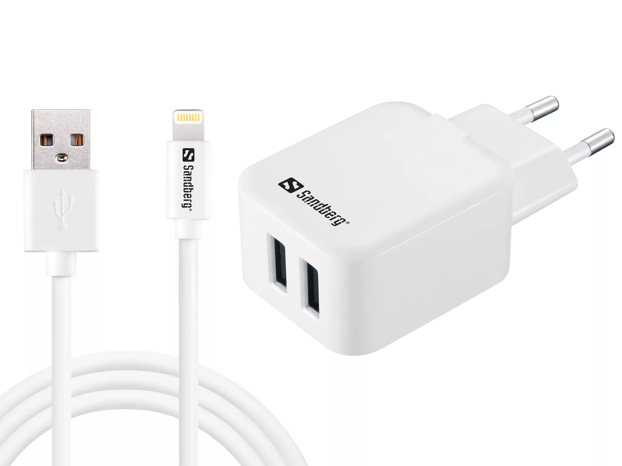 Sandberg AC Charger Dual USB + Lightning-kabel