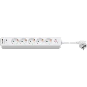 Pro 5-way w/switch - 2xUSB ports - Hvid - 1.5 m