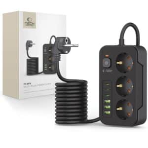Tech-Protect ower Strip PC3X6 3 Sockets 240V + 3xUSB-A + 3xUSB-C 200cm - Black