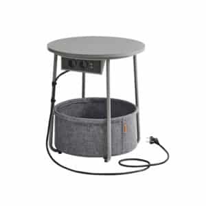 Sidebord - rundt hjørnebord med strømstik - grå Ø45 x H50 cm - Borde > Runde borde - Daily-Living