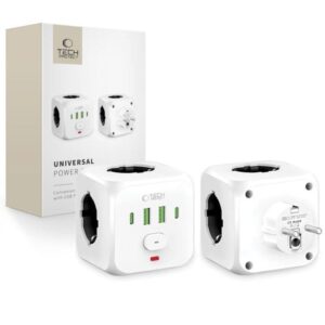 Tech-Protect PCL3x4 power strip 2x USB-A 2x USB-C 3x AC Type Schuko - white