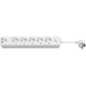 Pro 5-way w/switch - 2xUSB ports - Hvid - 1.5m