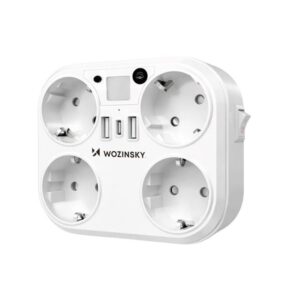 Wozinsky WRS-2B 4x AC 2x USB-A 2x USB-C 4000 W Network Splitter with Lamp - White