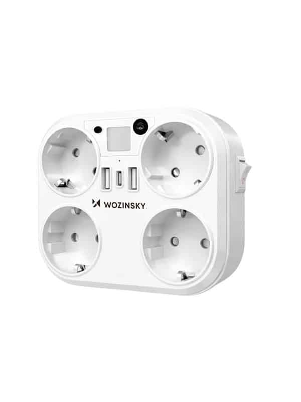 Wozinsky WRS-2B 4x AC 2x USB-A 2x USB-C 4000 W Network Splitter with Lamp - White